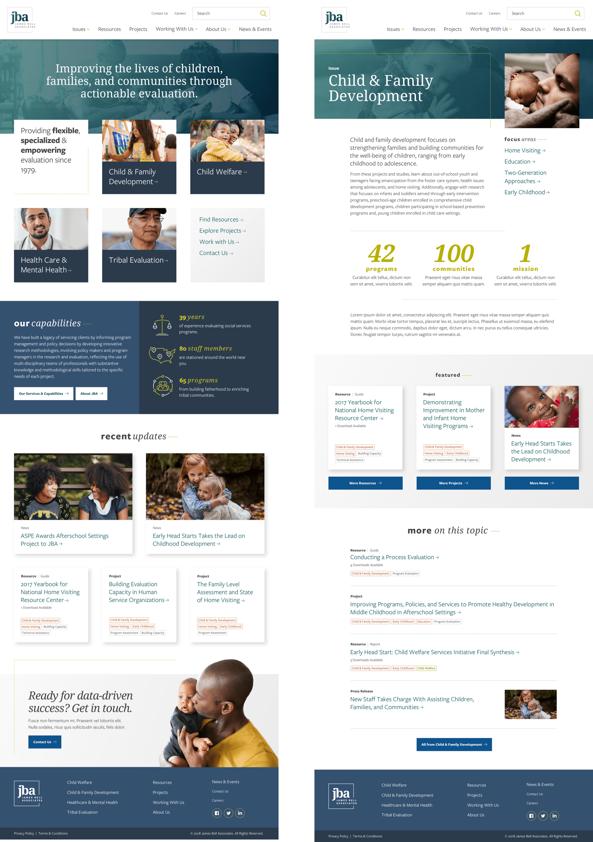 Designs for homepage and topic page