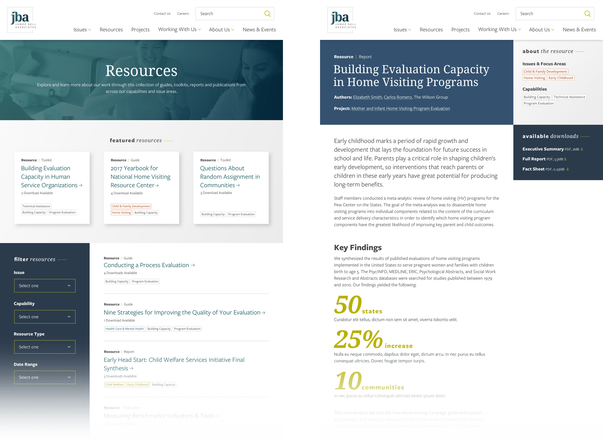 Designs for resource pages