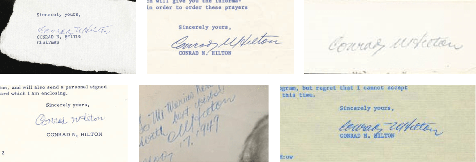 Examples of Conrad N. Hilton's signature