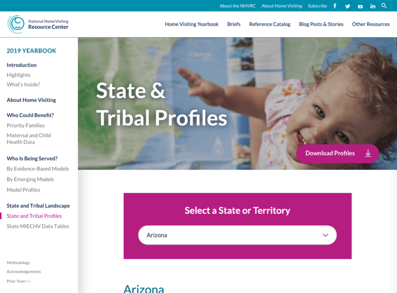 A scrolling animation of a state profile page